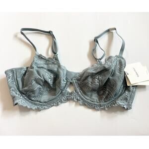 Calvin Klein Lace Bra 36B Sage Green Unlined Underwire Adjustable Straps NWT